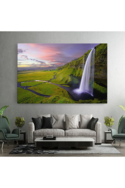 Arthub Canvas Painting, Bedroom And Living Room, Landscapes, Pink Wky Waterfall