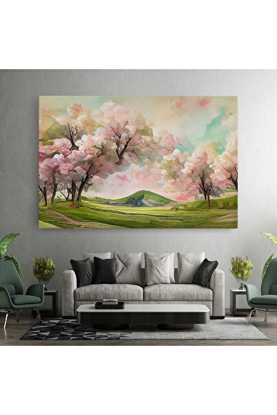 Arthub Canvas Painting, Bedroom And Living Room, Landscapes, Spring Pink Trees