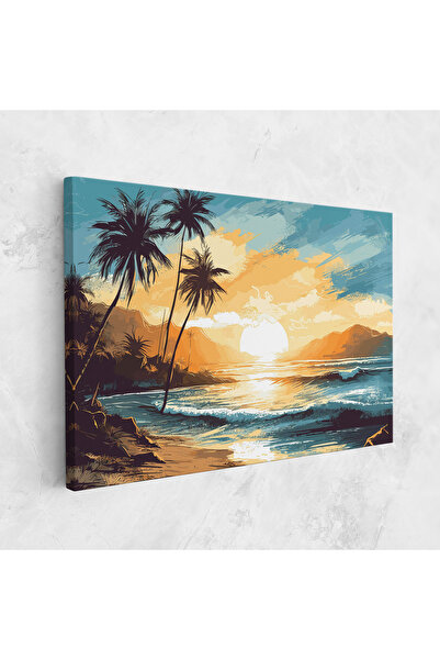 Arthub Canvas Painting, Bedroom And Living Room, Landscapes, Sunrise Beach View
