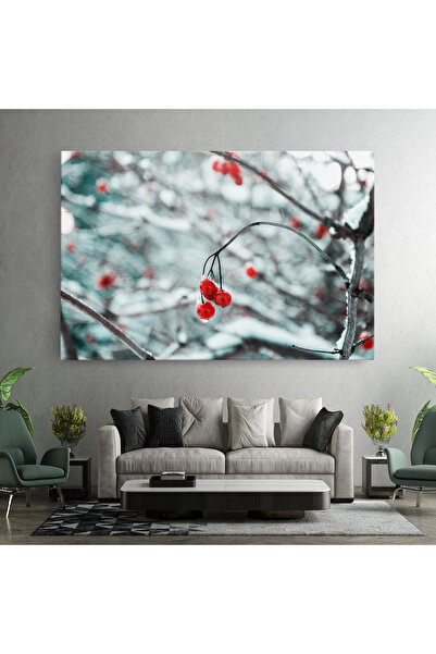Arthub Canvas Painting, Bedroom And Living Room, Landscapes, Snow Red Fruits