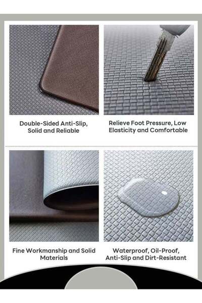 Generic Kitchen Mat Waterproof Stain Resistant PU Leather Thick Oil Proof Use Easy to Clean Non Slip Design