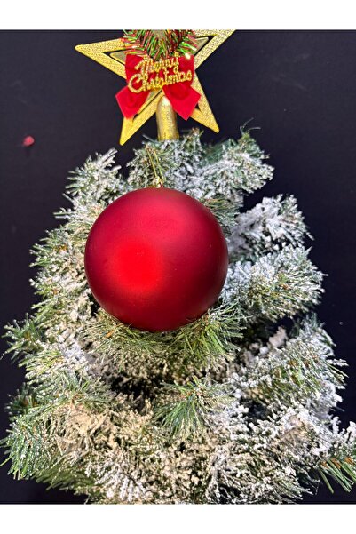 ENG PARTİ DÜNYASI Red Matte Christmas Tree Ornament 12 cm Single Large Shiny ...