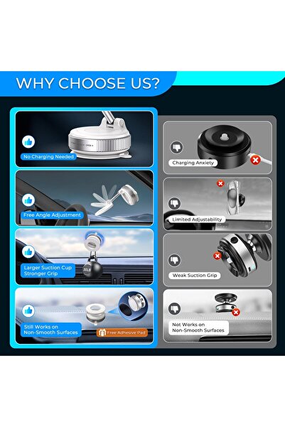 Generic Vacuum Magnetic Car & Gym Phone Holder: Strong Suction Mount, Universal Compatibility for Phones