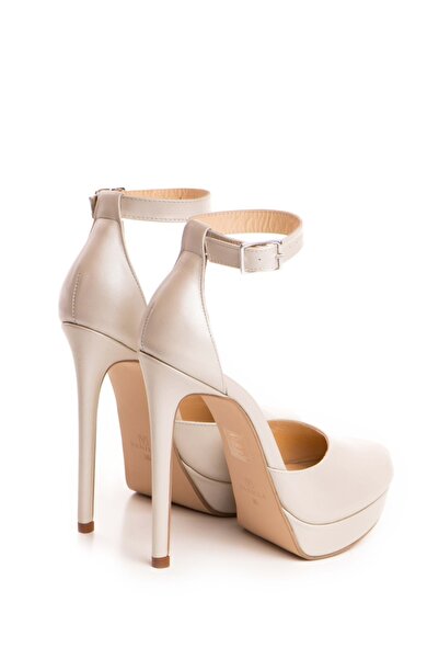 Vanilla Days Ivory Leather Sandals with Slim Heel, 13cm