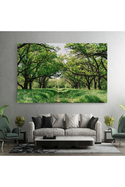 Arthub Canvas Painting, Bedroom And Living Room, Landscapes, Forest Green Path