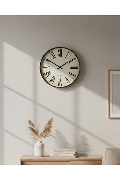 REDTAG ساعة حائط بإطار أسود وغطاء زجاجي