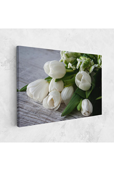 Arthub Canvas Painting, Bedroom And Living Room, Flowers, White Tulips Bouquet