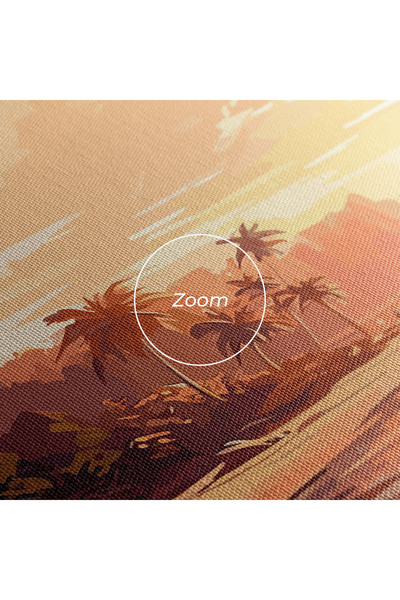 Arthub Canvas Painting, Bedroom And Living Room, Landscapes, Blue Orange Beach