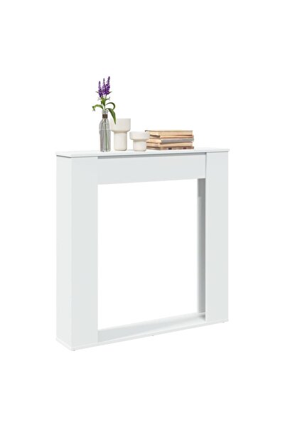 vidaxl محيط المدفأة أبيض 100x20x100 سم من الخشب الهندسي