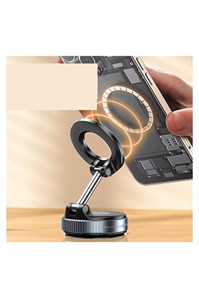 Generic Strong Suction Vacuum Magnetic Mobile Holder - 360° Rotating Retractable Navigation Car Mount