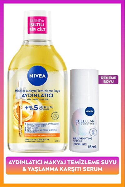 NIVEA Yaşlanma Karşıtı ve Aydınlatıcı Cilt Bakım Seti,Cilt Serumu 15ml ve Micellar Makyaj Temizleme Suyu