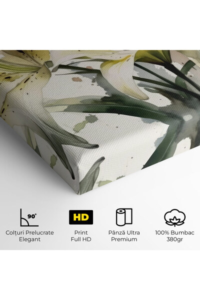 Arthub Canvas Painting, Bedroom And Living Room, Flowers, Cute White Lily Painting