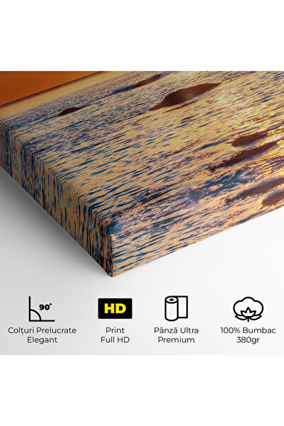 Arthub Canvas Painting, Bedroom And Living Room, Landscapes, Sunset Beach Rocks