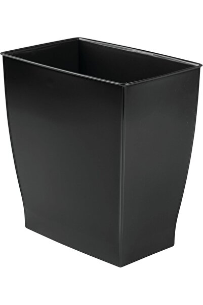 Interdesign Square Wastebasket, 2.5 Gallon, Black Plastic, Top-Open