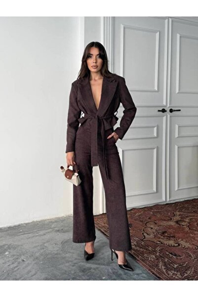 MAXMOOR MİLA Ceket Pantolon Takım 3984 - Kahverengi