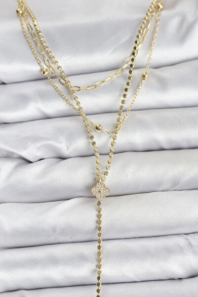 Epilons Bfs Brass Gold Color Zircon Stone Clover Model Detailed 3-Piece Combi...