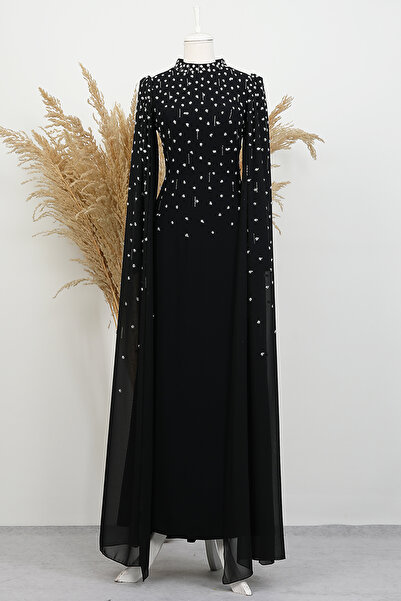 Lamia Giyim Perihan Taşlı Abiye Siyah