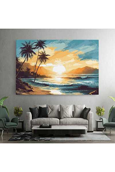 Arthub Canvas Painting, Bedroom And Living Room, Landscapes, Sunrise Beach View