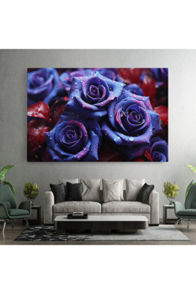 Arthub Canvas Painting, Bedroom And Living Room, Flowers, Blue Purple Rose