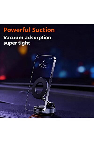 Generic Retractable Car Phone Mount - 360° Magnetic, Adjustable Vacuum Suction & Portable Holder