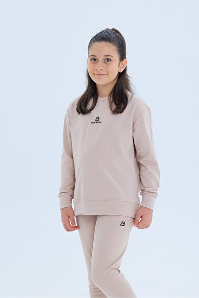 Black One Girl's Striped Detail Casual Sweat and Leggings Sports Set