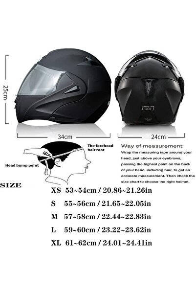 VICTGOAL DOT Certified Bluetooth Flip-Up Motorcycle Helmet-size XL（المقاس XL）