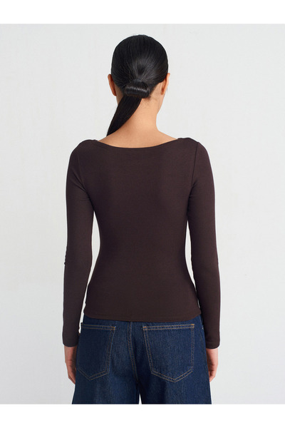 Dilvin Boat Neck Long Sleeve T-Shirt