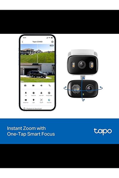 tapo 2K 3MP Indoor/Outdoor Dual Lens Pan/Tilt Security Camera – 130° Wide-Angle + 6mm Telephoto,