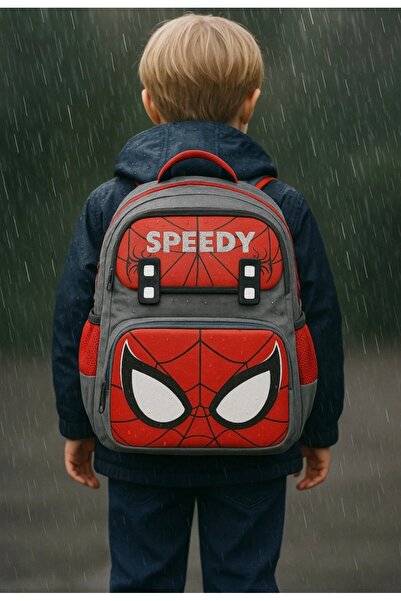 JOJO KIDS Boy's spider elementary school backpack, 3-piece set, insulated lunch bag, pencil case, orthopedic bag