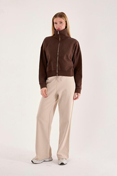 Store 100% Cotton Full Zip Women's Sweatshirt + Pants Combination (2 Pieces)