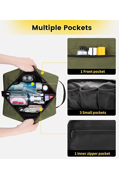 Vorspack Toiletry Bag Hanging Dopp Kit for Men Water Resistant Shaving Bag for Travel, Green, One Si