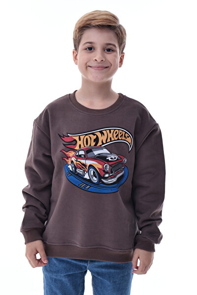 CQCQ Kahverengi Erkek Çocuk Baskılı 3 İplik Sweatshirt
