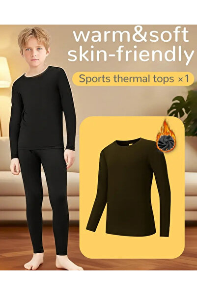 İXOMAN Girls Boys Thermal Underwear Set Cotton Stretchy Leggings Breathable Fabric Bottom Top Set