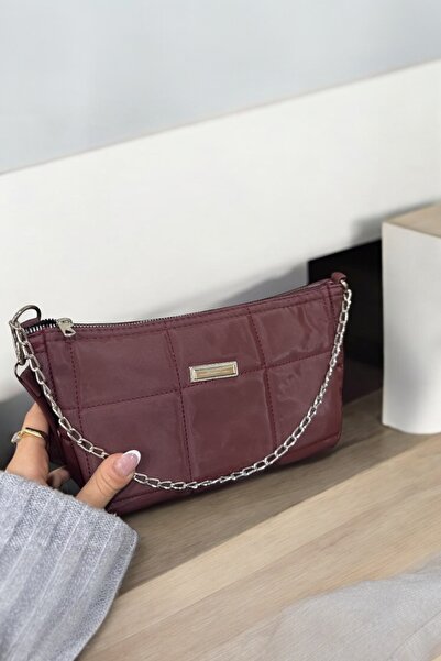 Stilgo Women's 3-Piece Chain Detailed Bag Set Black Tan Burgundy