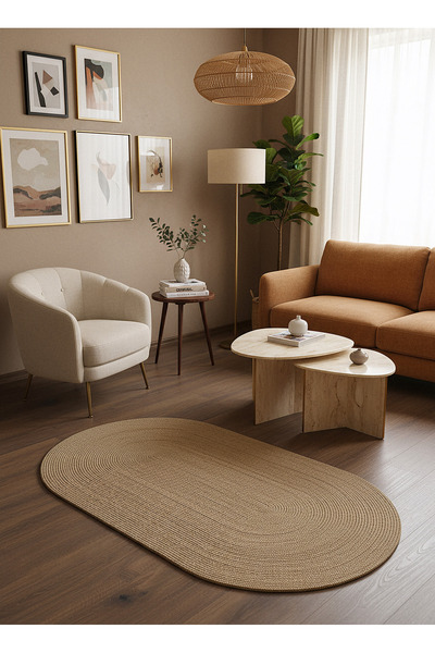 Rose'n Home JÜT-C13 Elde Dokuma Doğal Jüt Hasır Halı Salon Mutfak Çocuk Odası...