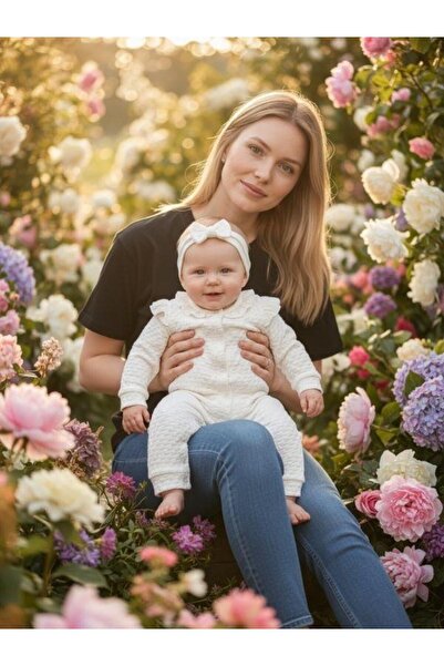 Zekids Baby Girl Cotton Jacquard Self-Patterned Jumpsuit Without Booties