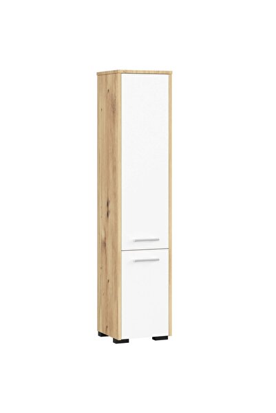 SERSIMO Dulap de baie tip coloană cu 2 uși și 5 rafturi, PAL laminat, 30x30x140 cm, alb