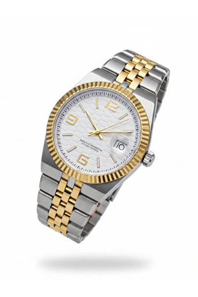 Leerybee Hex Desenli Tarihli Quartz Mekanizmalı Paslanmaz Çelik Erkek Saat