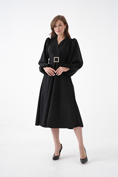 WOMAN VISION Midikleid mit Wickelausschnitt und Gürteldetails