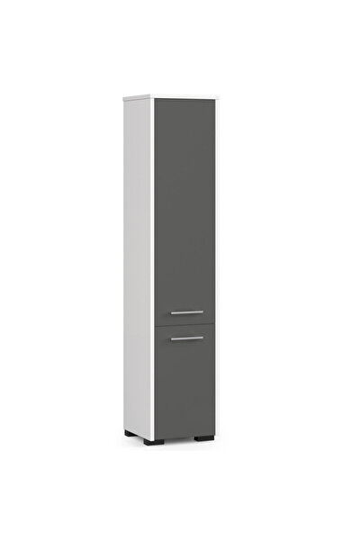 SERSIMO Dulap de baie tip coloană cu 2 uși și 5 rafturi, PAL laminat, 30x30x140 cm, alb