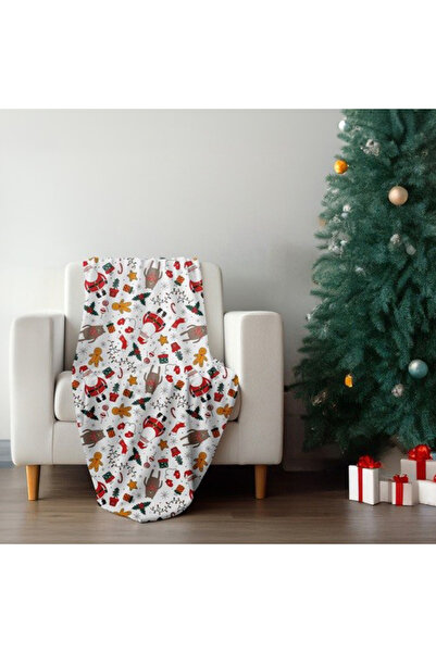 zola Festive fluffy blanket, 150 x 200 cm, Santa Claus pattern, polyester