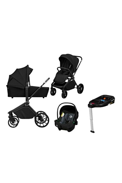 Lİonelo Stroller 4in1 Mika Plus, ADAC+Isofix, 3D, up to 22kg, Black