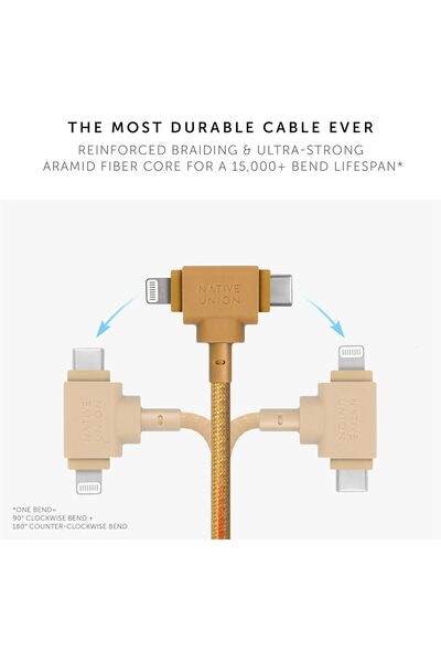 Native Union BELT DUO USB-C to Lightning Cable 1.8M with Leather Strap - Kraft