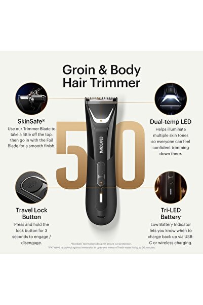 Manscaped The Lawn Mower 5.0 ULTRA Groin & Body Hair Trimmer, Dual-Head, Waterproof, USB-C