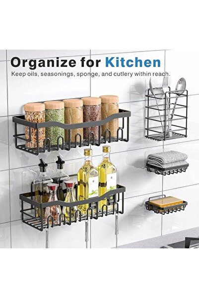 Casa care Shower Caddy 5 Pack, Adhesive Shower Organizer for Bathroom Storage & Kitchen, No Drilling,