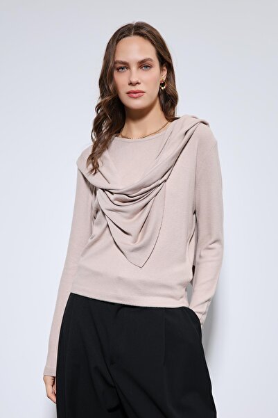 Antioch Beige Draped Ball with Shawl Detail