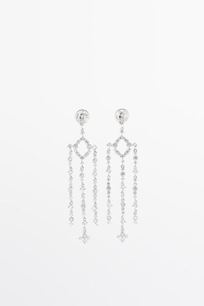 Massimo Dutti Parlak taşlı avize küpe