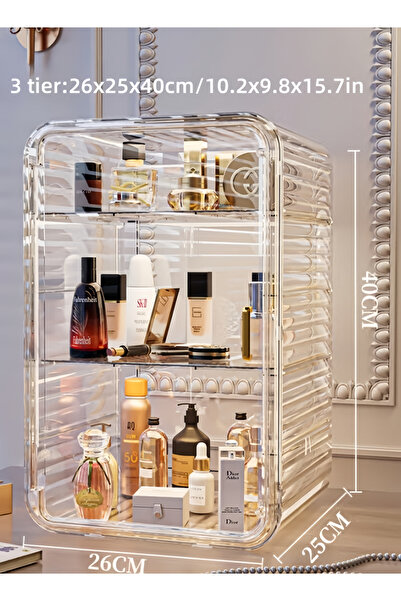 Generic Large Capacity Cosmetic Storage Box Acrylic Cosmetic Storage Rack with Adjustable Height Shelves