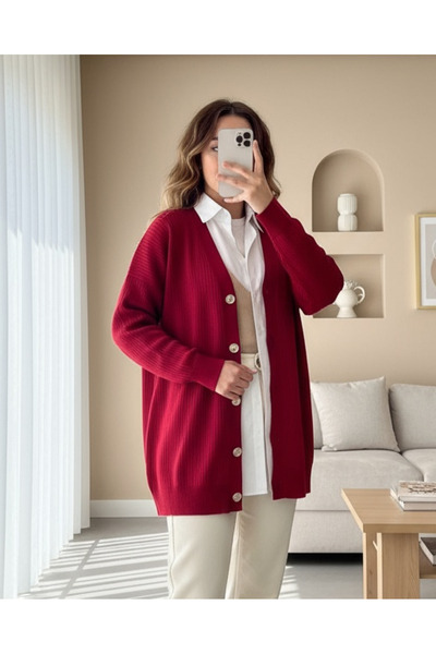 MissRunin Düğmeli Fitilli Triko Hırka