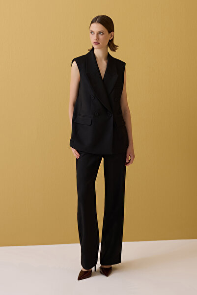 Jus De Pommes SİYAH KOLSUZ KADIN YELEK PANTOLON TAKIM